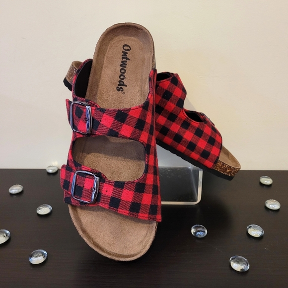 Outwoods Red Plaid Sandals - Picture 1 of 4